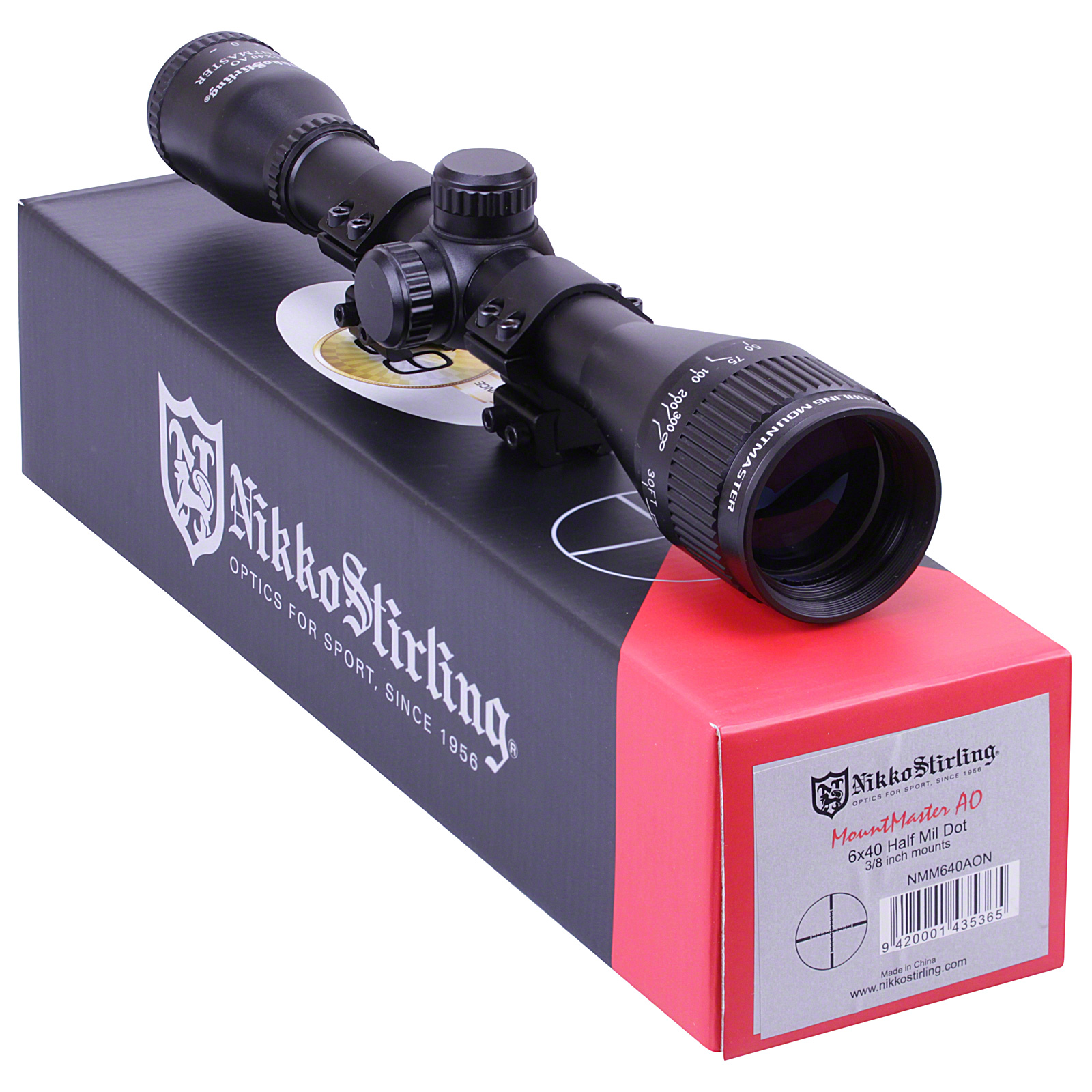 Прицел Stirling Mountmaster 4*32AO, halfmil-dot