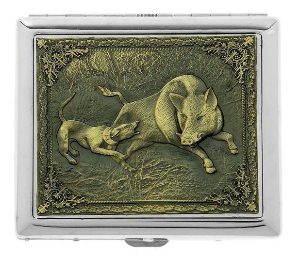Портсигар "Охота. Кабан"